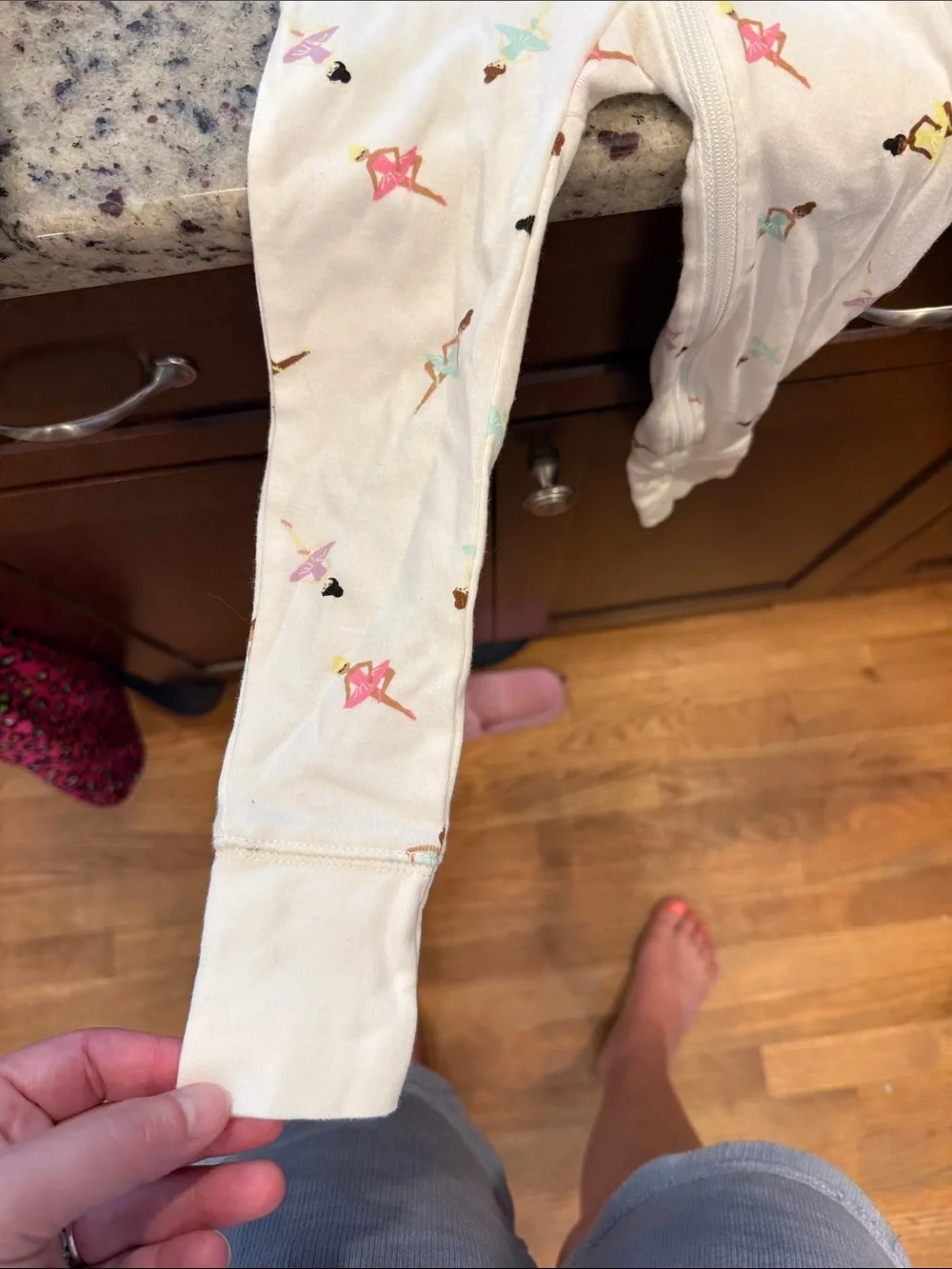 White Ballet Print Zippered Baby One-Piece pajamas